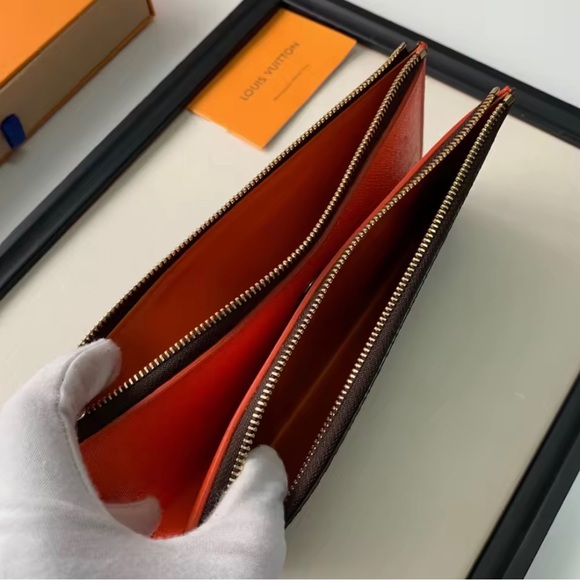 Orange double zipper wallet - Picture 3 of 7